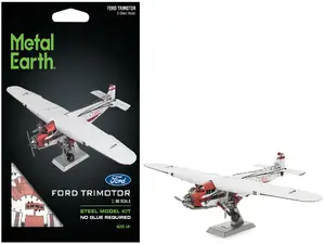 Metal Earth 1-MMS467 - Model Kit Ford Trimotor Transport Aircraft White and Red (Moderate Difficulty) Steel Model by Metal Earth