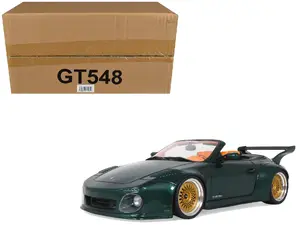 Gt Spirit GT548 - 2024 Porsche 911 (997) Old & Tokyo Auto Salon Cabriolet Dark Green Metallic with Orange Interior 1/18 Model Car by GT Spirit