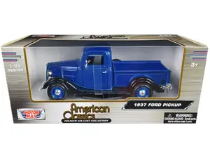 Motormax 73233AC-BLBK - 1937 Ford Pickup Truck Blue Metallic and Black "American Classics" 1/24 Diecast Model Car by Motormax