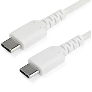 Startech STC RUSB2CC2MW - .com 2 m (6.6 ft) USB C Cable - White - 6.56 ft USB-C Data Transfer Cable for Mobile Device, MacBook, Smartphone, iPad Pro - First End: 1 x 24-pin USB 2.0 Type C - Male - Second End: 1 x 24-pin USB 2.0 Type C - Male - 480 Mbit/s - Shielding - Nickel Plated Connector - 22/30 AWG - White - 1 Each