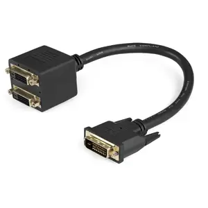Startech STC DVISPL1DD - .com 1 ft DVI-D to 2x DVI-D Digital Video Splitter Cable - M/F - 1 ft DVI-D Video Cable for Monitor, Projector, Video Device, HDTV, Satellite Receiver, LCD TV, DVD Player, Set-top Box, Computer, Plasma - First End: 1 x 25-pin DVI-D Digital Video - Male - Second End: 2 x 25-pin DVI-D Digital Video - Female - Splitter Cable - Supports up to 2560 x 1600 - Shielding - Gold Plated Connector - 28 AWG - Black - 1 Each