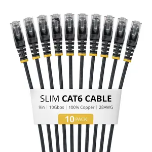 Startech N6PAT9INBKS10PK - 9in Black Slim Cat6 Cable Pack