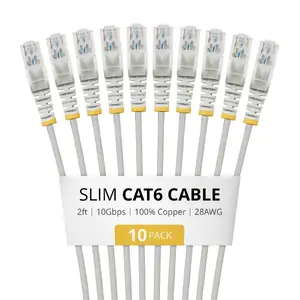 Startech N6PAT2GRS10PK - 2ft Gray Slim Cat6 Cable Pack